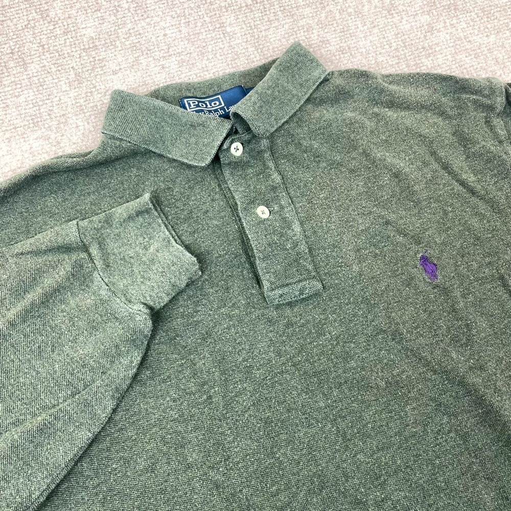 Polo By Ralph Lauren Polo Shirt Men XL Green Performance High Low Slit Pony Logo